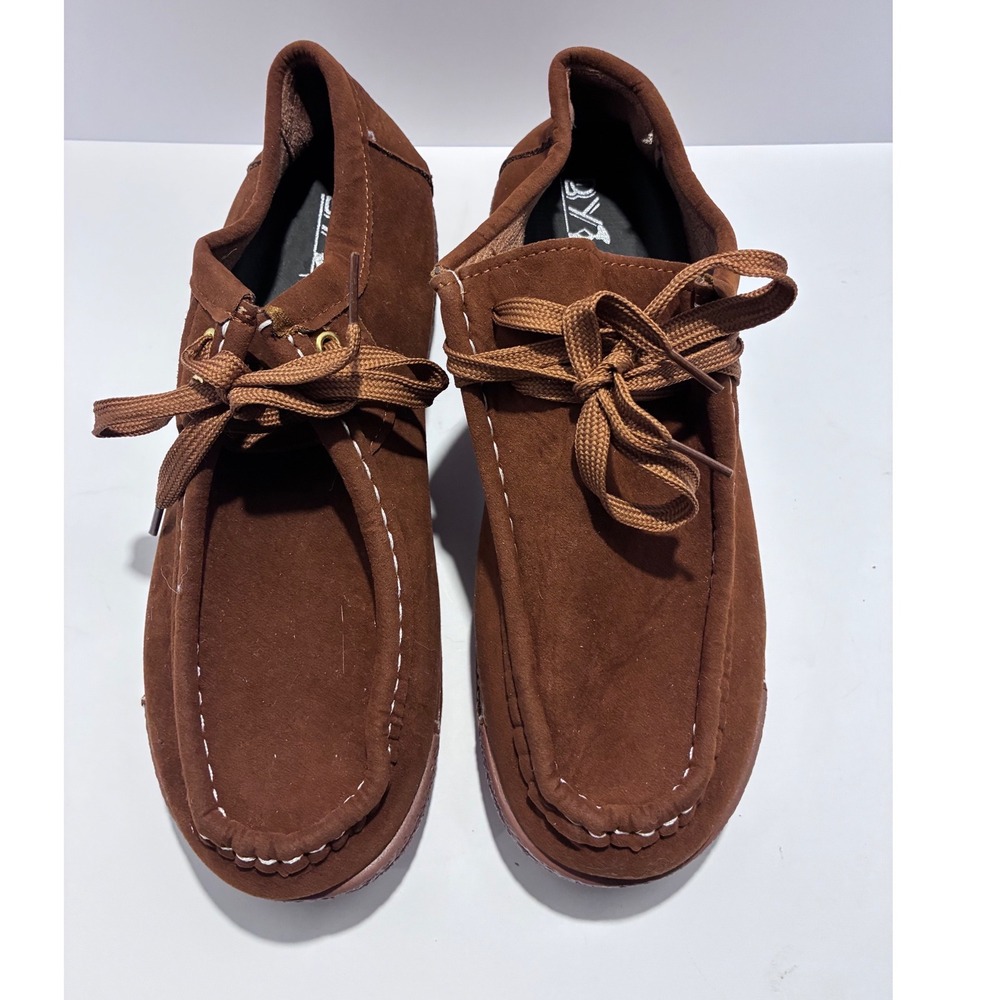 Brown Suede Moccasin Wallabee Shoes Lace Up Platform EU 41 US Women 9.5 Men 8